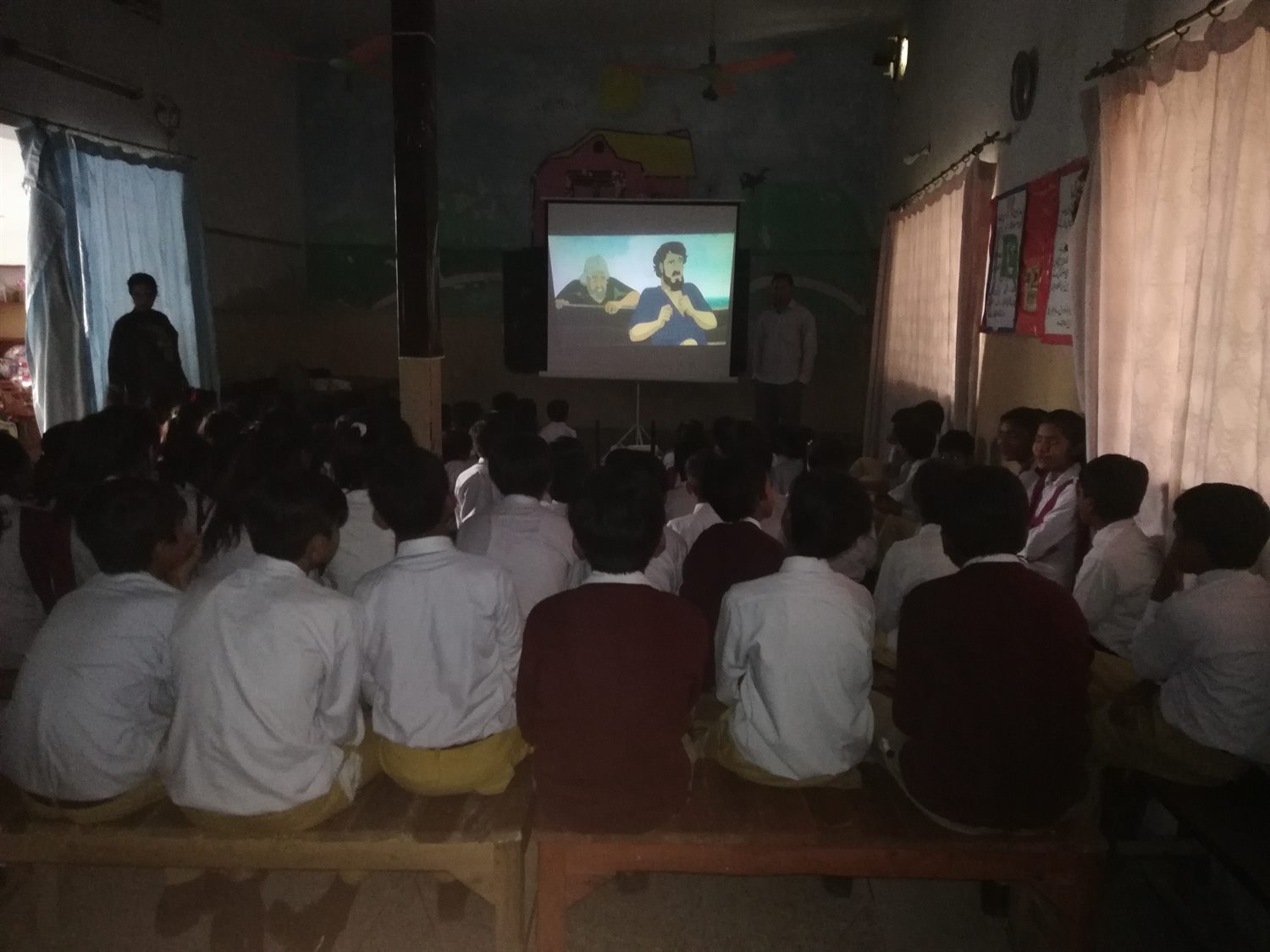 A group of children attending a teaching activity