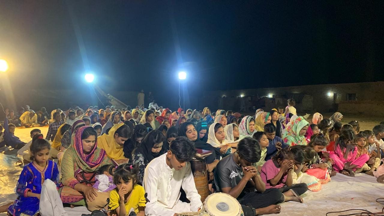People gathered for prayer and teaching